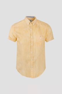 Желтая льняная рубашка узкого кроя с коротким рукавом Steel &amp; Jelly, желтый
