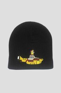 Желтая шапка-бини с изображением подводной лодки Beatles, черный