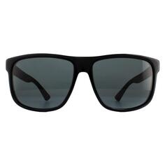 Прямоугольные черные резиновые серые солнцезащитные очки Gucci, черный