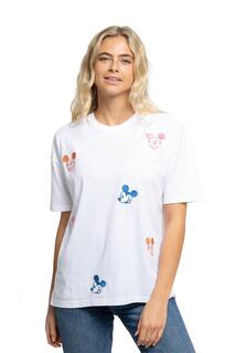 Женская футболка большого размера с надписью Mickey Mouse Heads Random Emb Disney, белый