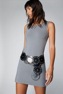Облегающее мини-платье без рукавов с высоким воротником Nasty Gal, серый