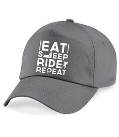 Бейсбольная кепка Eat Sleep Ride с повтором 60 SECOND MAKEOVER, серый