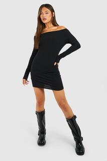 Облегающее мини-платье с длинными рукавами boohoo, черный