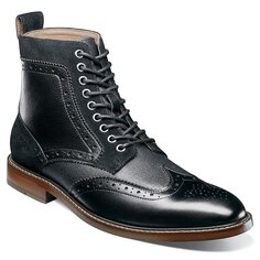 Мужские ботинки Finnegan среднего/широкого размера с кончиками крыльев Stacy Adams, черный
