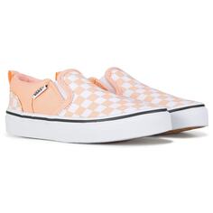 Детские слипоны Asher Little/Big Kid Vans, цвет peach/checkerboard