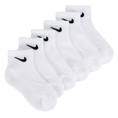 Набор из 6 детских молодежных носков размера X с мягкой подкладкой до щиколотки Nike, белый