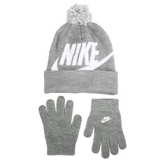 Детская шапка-бини с помпоном Swoosh и комплект перчаток Nike, серый