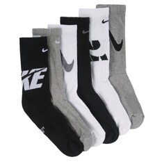 Набор из 6 детских носков среднего размера с мягкой подкладкой на каждый день Nike, цвет wh/blk/dgh