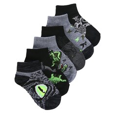 Детские светящиеся в темноте низкие носки для малышей (6 шт.) Sof Sole, цвет dinosaur prints