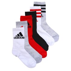 Комплект из 6 детских молодежных носков с мягкой подкладкой средней длины Adidas, красный