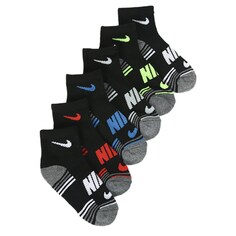 Набор из 6 детских молодежных носков размера X с мягкой подкладкой до щиколотки Nike, черный