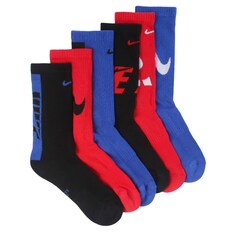 Набор из 6 детских носков среднего размера с мягкой подкладкой на каждый день Nike, цвет ur/dlk/gr