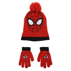 Детский комплект шапки и перчаток с изображением Человека-паука Spider-Man, красный