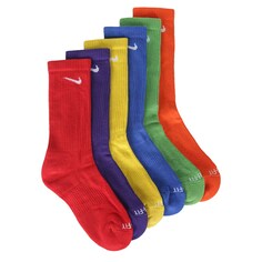 Набор из 6 детских носков среднего размера на каждый день с мягкой подушкой и круглым вырезом Nike, цвет multi color