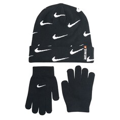Детский комплект шапки-бини и перчаток с логотипом Swoosh Nike, черный