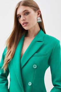 Чистый двубортный пиджак строгого покроя Karen Millen, зеленый