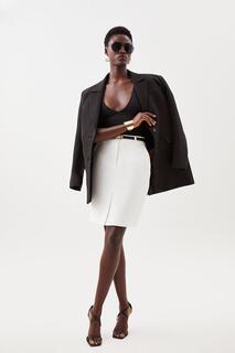 Компактная эластичная индивидуальная юбка-карандаш миди Karen Millen, белый