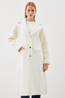Компактное вязаное пальто с рукавами из смесовой шерсти Karen Millen, белый