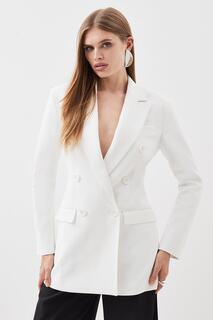Чистый двубортный пиджак строгого покроя Karen Millen, белый
