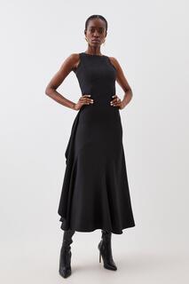 Компактная юбка макси с эластичными вставками и оборками для миниатюрных размеров Karen Millen, черный