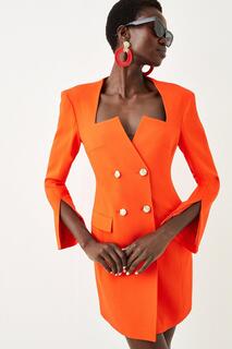 Компактное мини-платье из эластичной вискозы Notch Tux Karen Millen, оранжевый