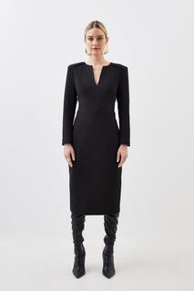 Компактное компактное миди-платье стрейч с деталями миниатюрного размера Karen Millen, черный