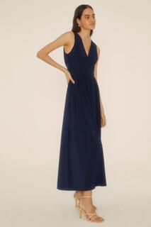 Платье макси Petite Premium со сборками из джерси Oasis, темно-синий