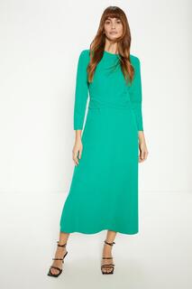 Компактное платье миди из крепа с крестом спереди Oasis, зеленый