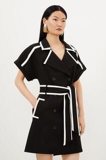 Компактное мини-платье эластичного кроя с детализацией Karen Millen, черный
