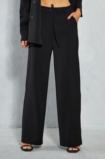 Прямые брюки с завязками на талии по индивидуальному заказу MISSPAP, черный