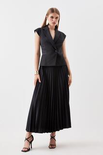 Компактное платье миди с мягкой юбкой и эластичной вставкой Karen Millen, черный