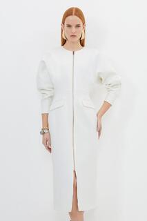 Компактное платье миди из эластичной ткани с вытачками на талии Karen Millen, белый