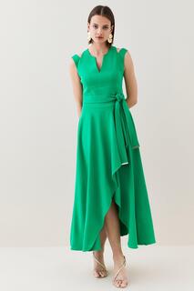 Компактное платье миди с водопадом из эластичной вискозы Karen Millen, зеленый
