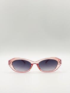 Узкие солнцезащитные очки «кошачий глаз» в стиле ретро с бледно-розовыми кристаллами SVNX, розовый