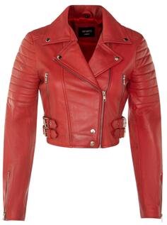 Укороченная кожаная косуха Brando-Дамаск Infinity Leather, красный