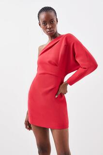 Компактное эластичное мини-платье на одно плечо Karen Millen, красный