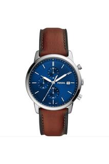 Минималистичные модные аналоговые часы Chrono из нержавеющей стали — Fs5850 Fossil, синий