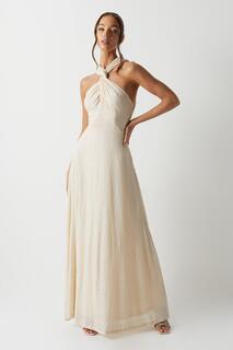 Платье макси для подружек невесты с перекрестным вырезом и пайетками Coast, белый