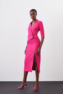 Компактное эластичное платье миди с разрезом по бокам Karen Millen, розовый
