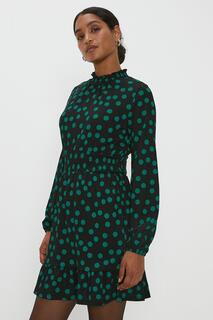 Мини-платье Green Spot с присборенной талией Dorothy Perkins, зеленый