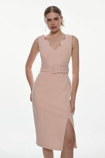 Компактное эластичное платье миди с фестонами Karen Millen, розовый