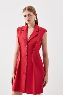 Компактное эластичное платье-блейзер с пышной юбкой на заказ Karen Millen, красный