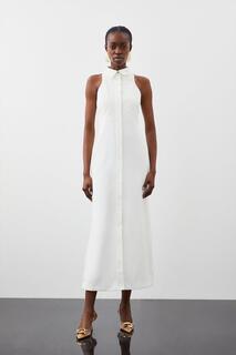 Компактное эластичное платье-смокинг с бретелькой на бретельке на заказ, макси-платье Karen Millen, белый