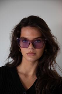 Пурпурные большие солнцезащитные очки «кошачий глаз» SVNX, фиолетовый