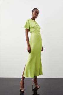 Платье макси из атласного крепа Karen Millen, зеленый