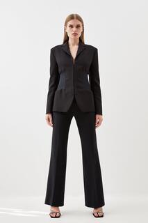 Компактные расклешенные брюки из эластичной ткани с контрастными вставками Karen Millen, черный