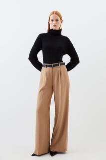 Компактные широкие брюки с эластичным поясом Karen Millen, бежевый