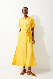 Платье макси из вискозной ткани с короткими рукавами Karen Millen, желтый