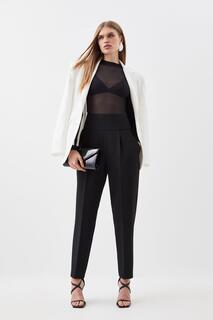 Компактные эластичные прямые брюки с высокой талией Karen Millen, черный