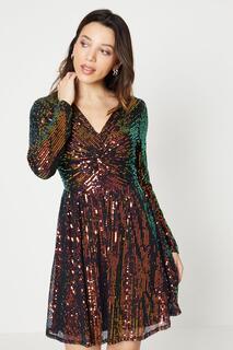 Мини-платье Rainbow с пайетками спереди Oasis, мультиколор
